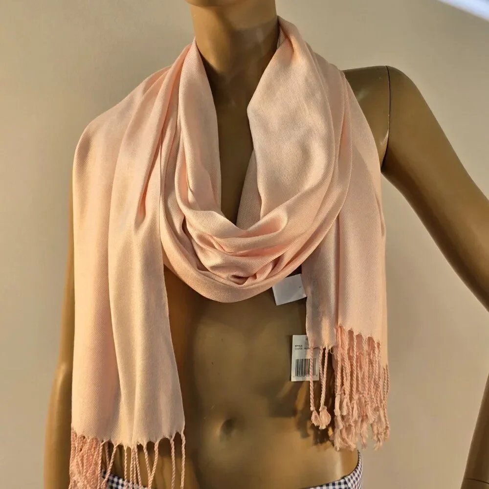 Isa & Stef Womens Shawl Fringe Wrap Scarf 78 x 27 Pale Rose Quartz Color